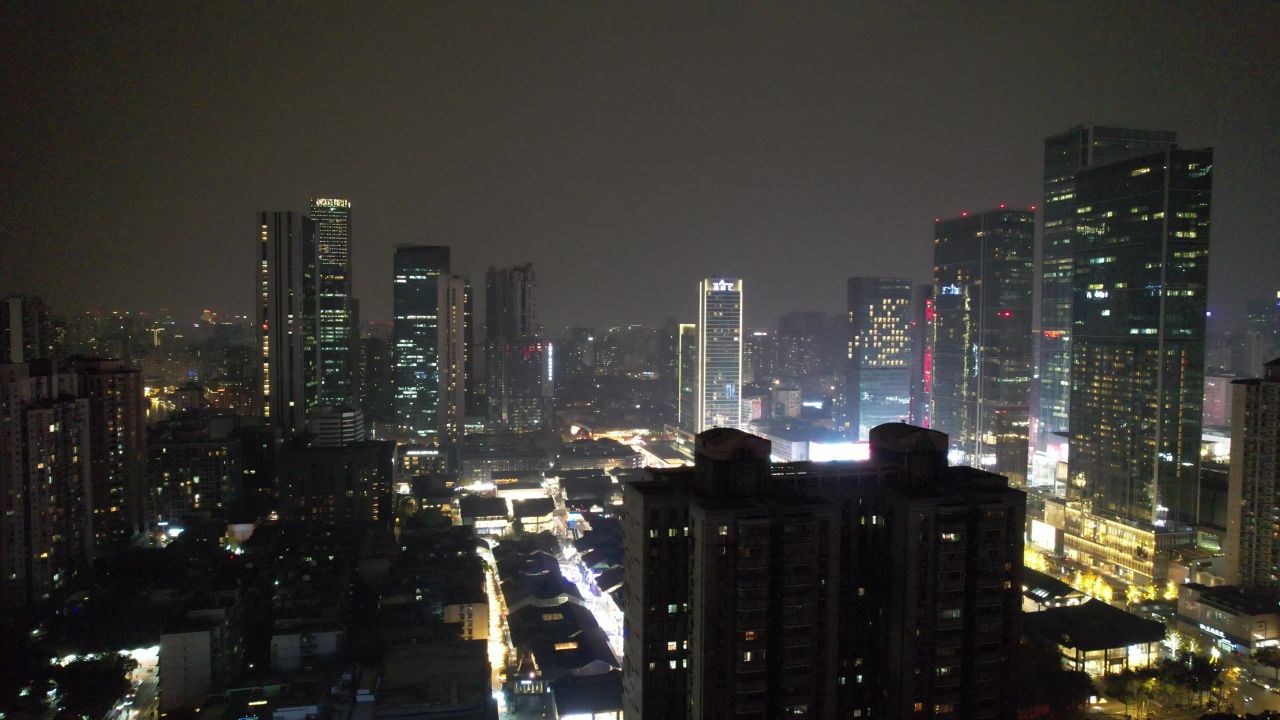 成都春熙路太古里夜景灯光航拍