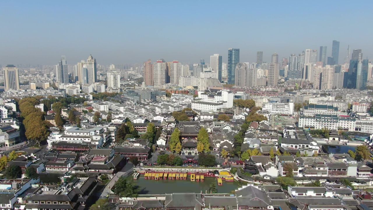 江苏南京夫子庙5A景区航拍