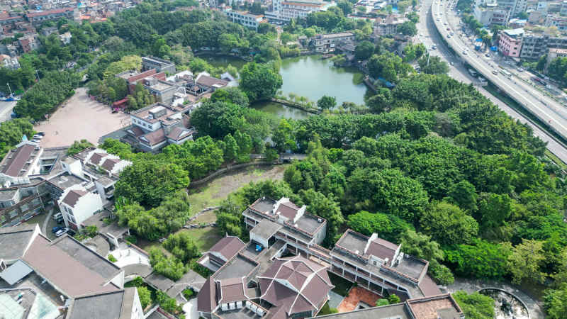航拍广东东莞可园