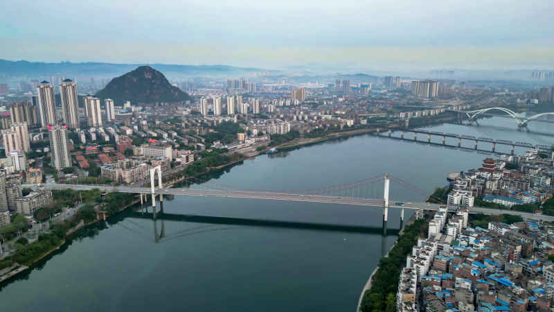 广西柳州城市风光航拍摄影图 