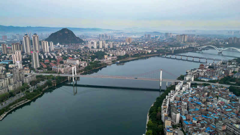 广西柳州城市风光航拍摄影图 