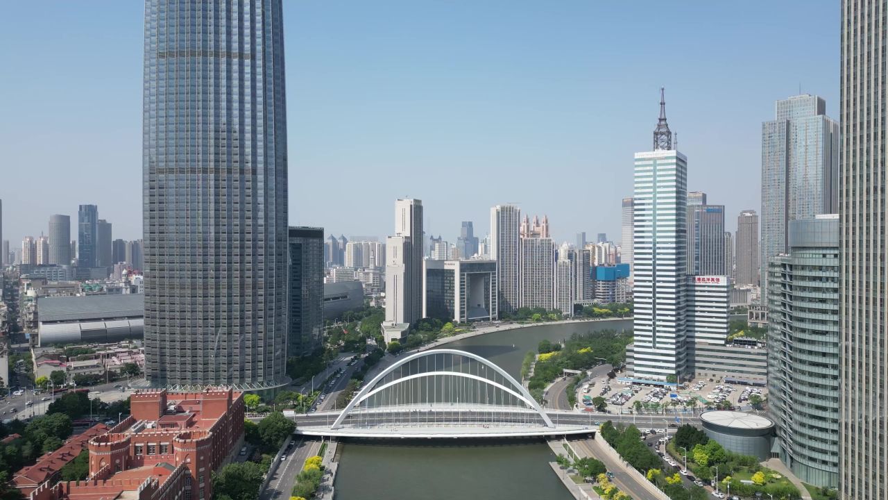 航拍天津大沽桥