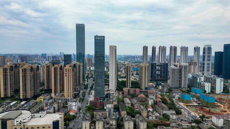 湖南长沙城市风光航拍摄影图 