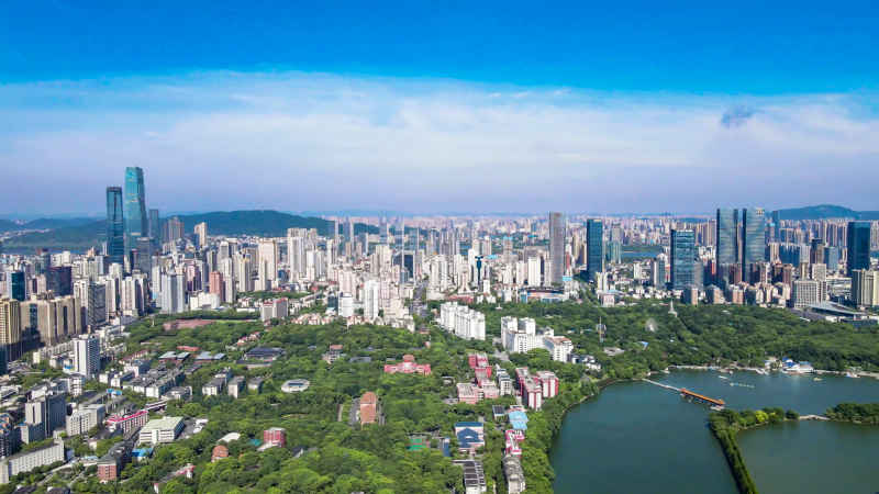 湖南长沙城市风光航拍摄影图 