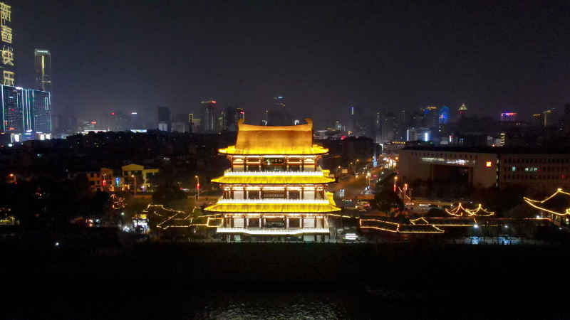 湖南长沙城市风光航拍摄影图 