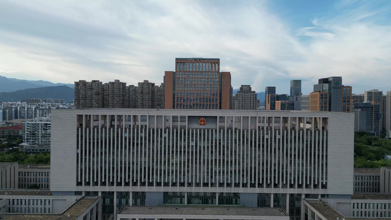 航拍福建龙岩市政府人民广场