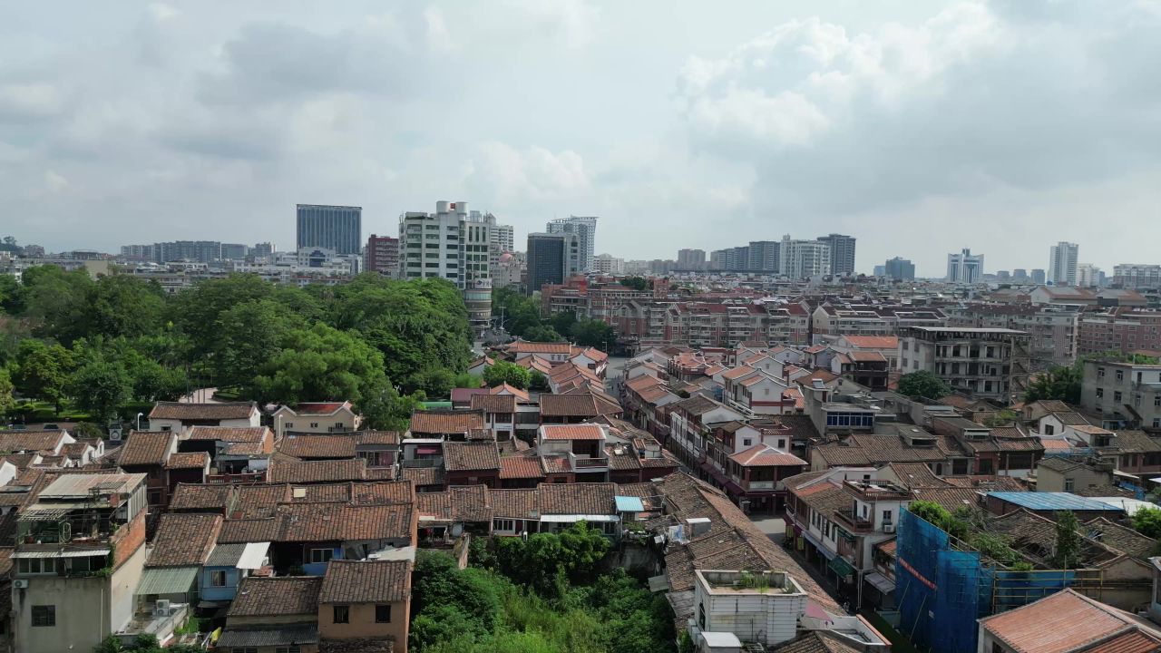 航拍福建漳州古城文庙