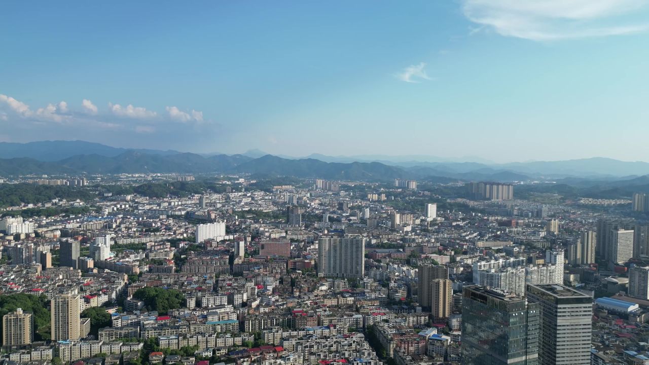 航拍江西萍乡城市天际线萍乡大景
