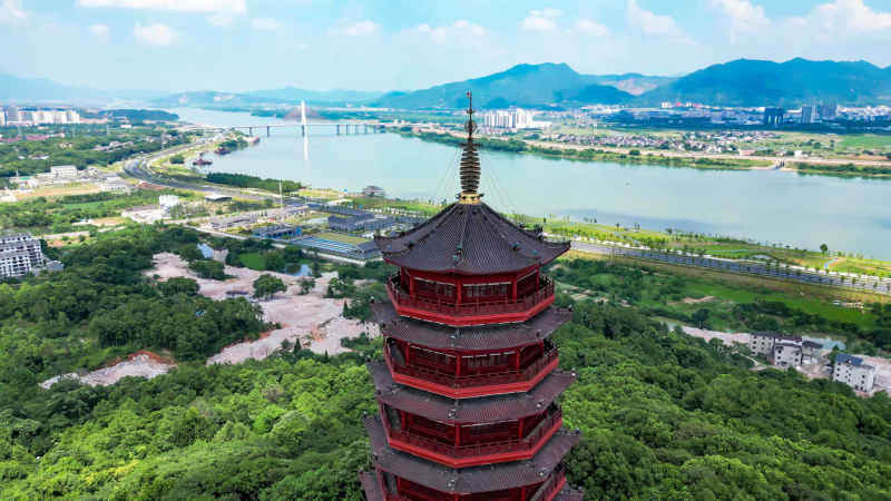 江西吉安城市风光旅游景区航拍图