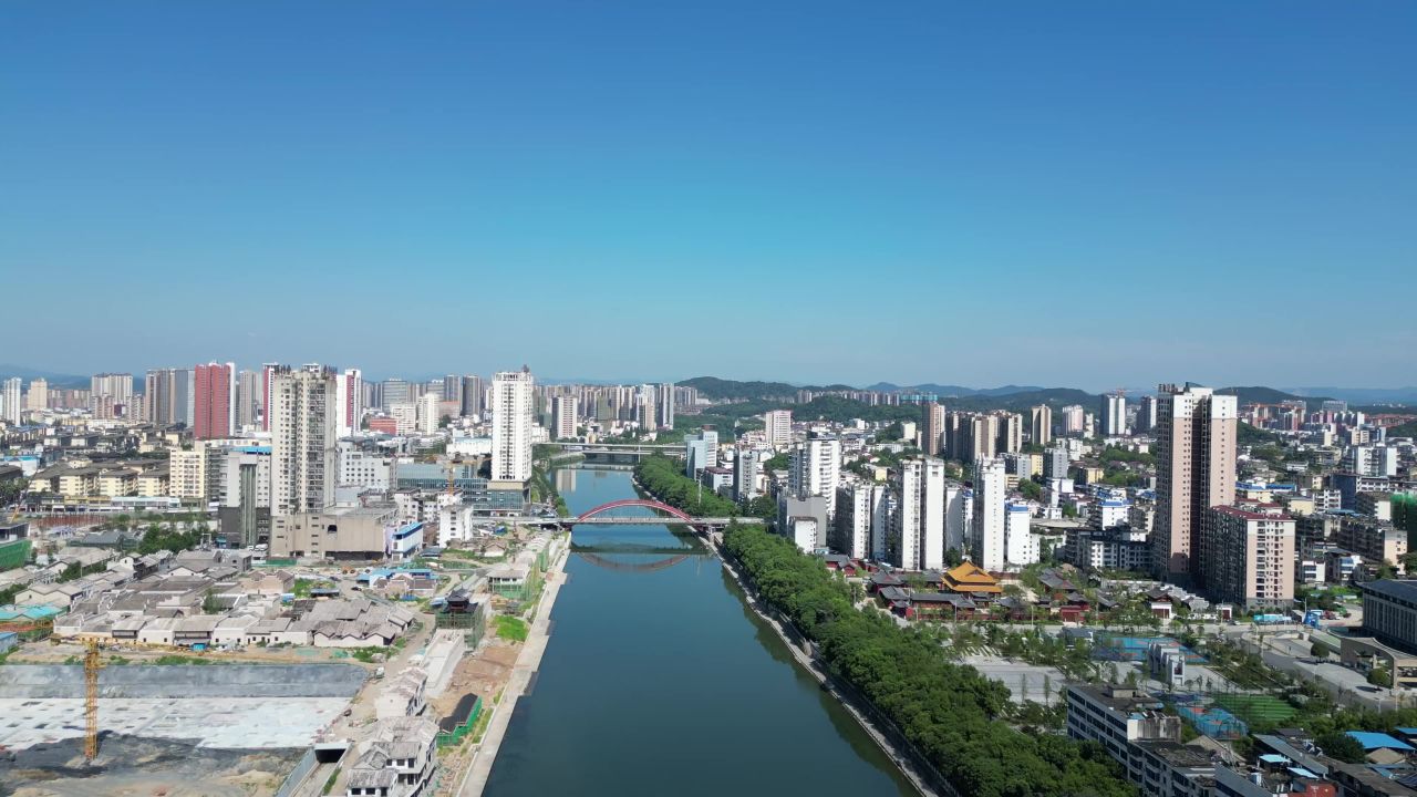 航拍江西宜春城市风光宜春建设