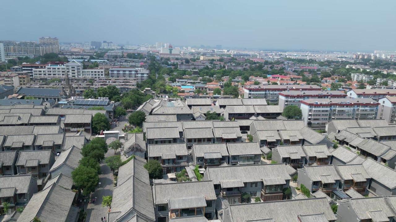 航拍山东潍坊青州古城5A景区 