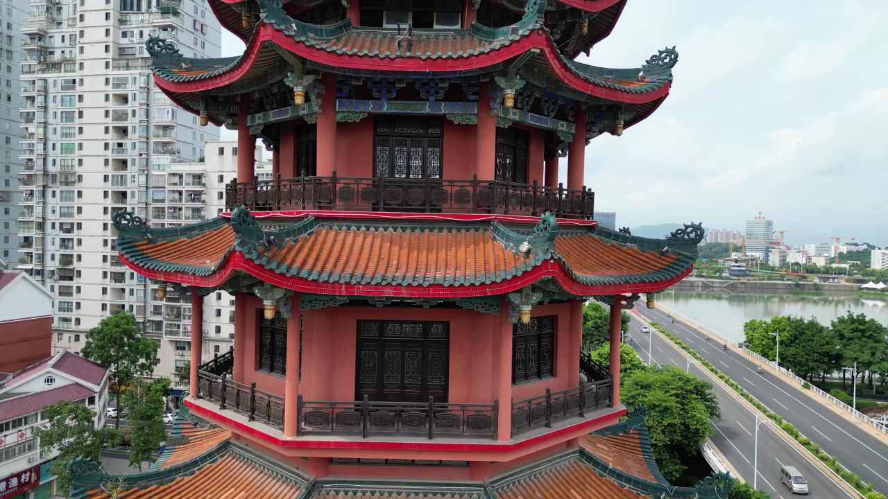  航拍福建漳州威镇阁