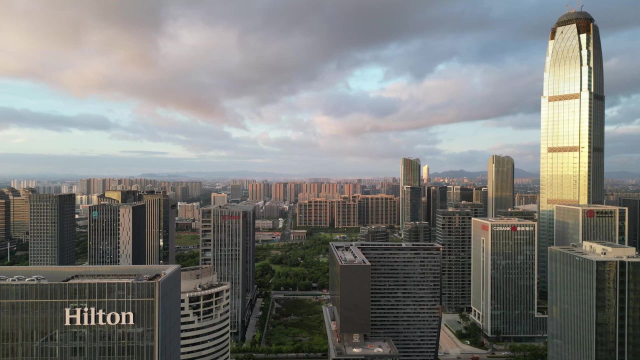 航拍台州天盛中心金融中心