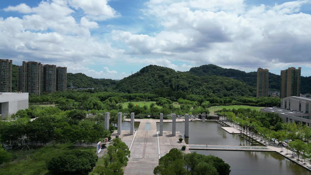 航拍台州城市风光地标建筑