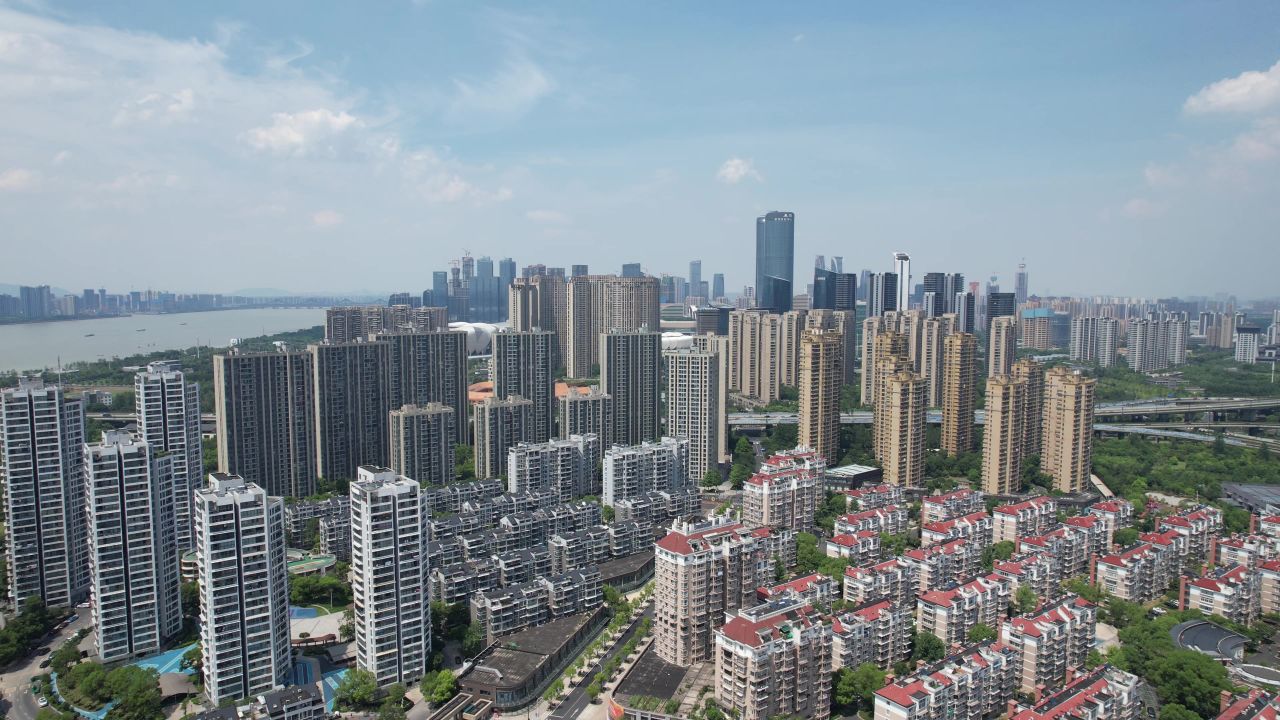 浙江杭州城市风光地标建筑航拍