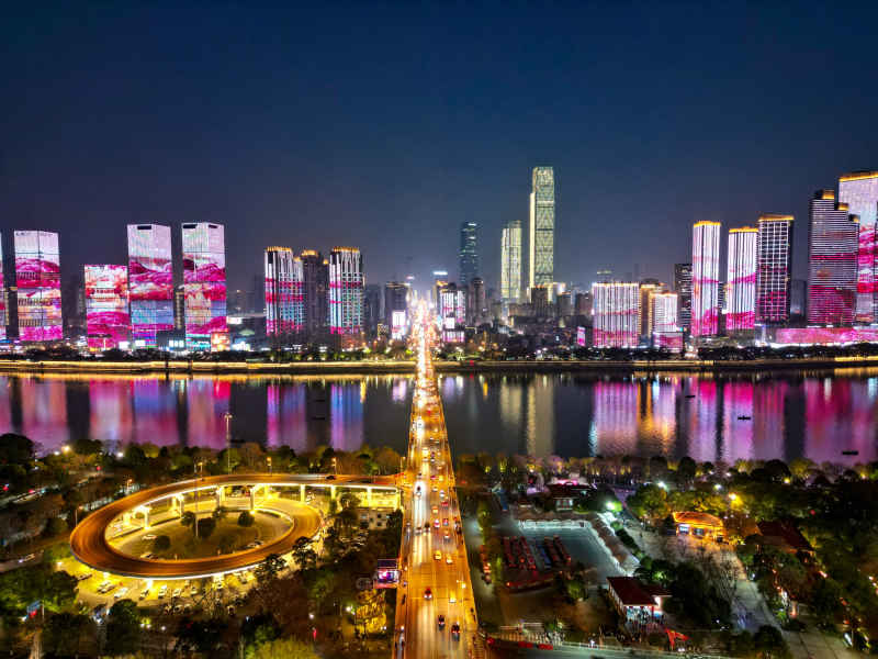 湖南长沙城市建筑高楼交通航拍摄影图