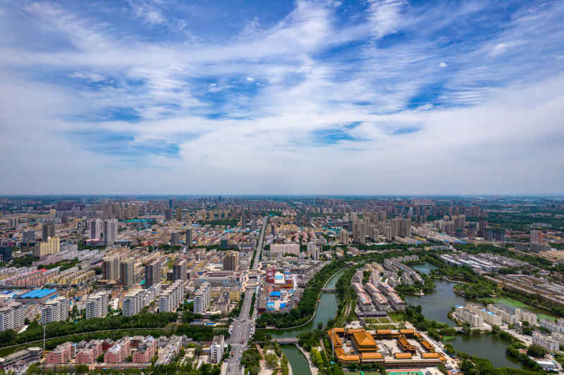 山东聊城城市风光航拍摄影图