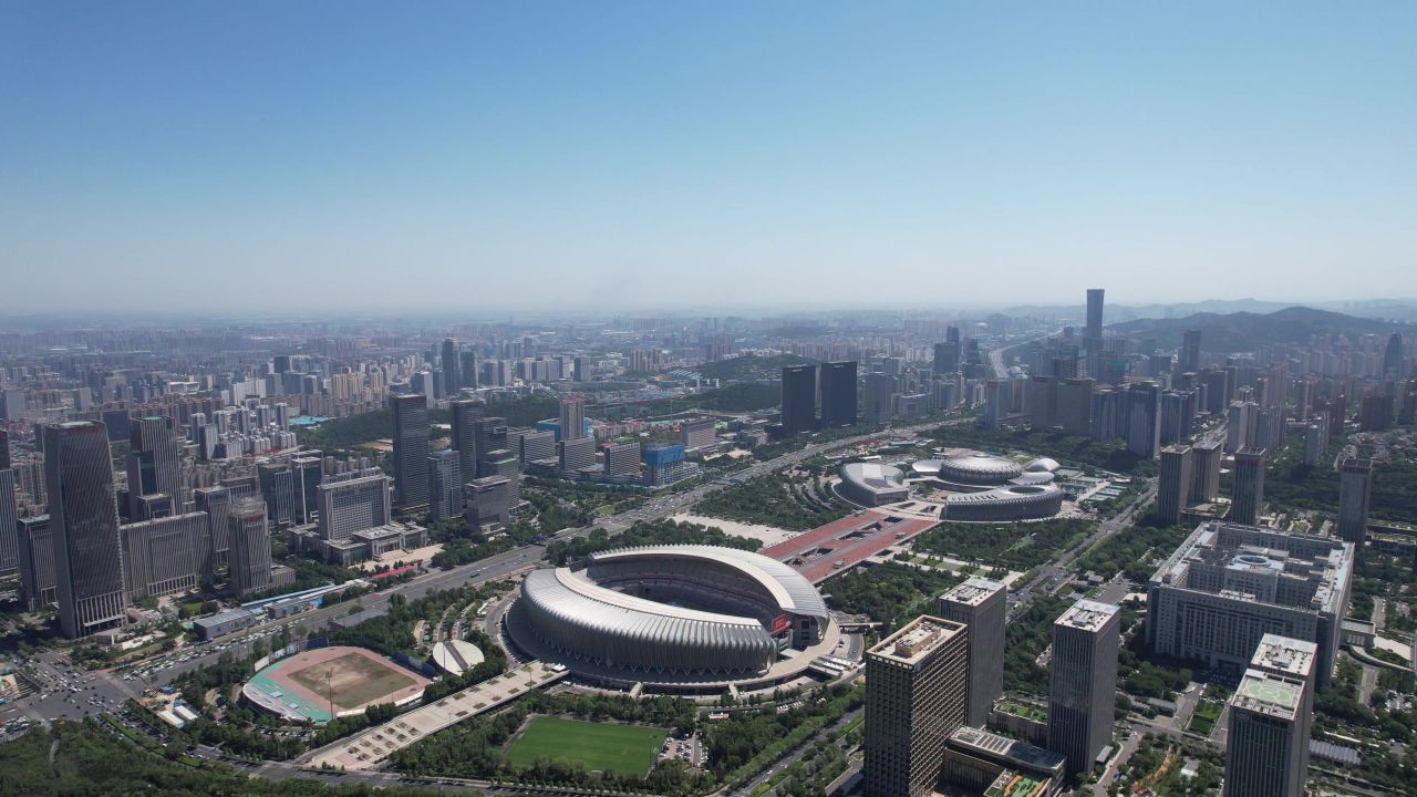 山东济南奥体奥体中心航拍 