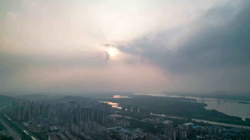 湖北襄阳城市风光航拍摄影图