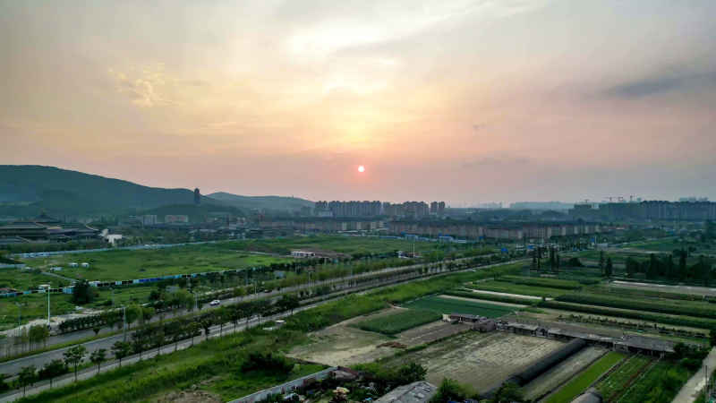湖北襄阳城市风光航拍摄影图