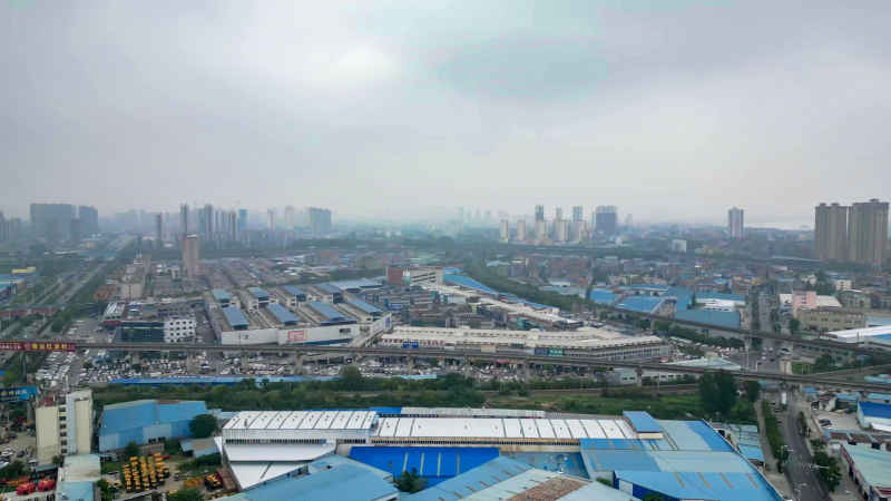 湖北襄阳城市风光航拍摄影图