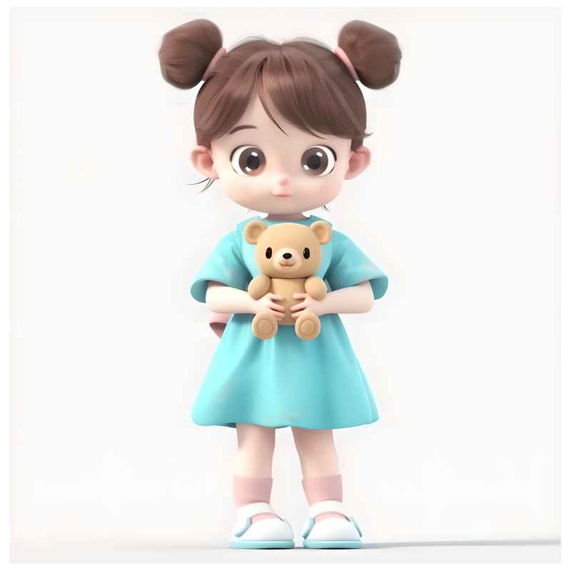 可爱的小女孩拿着他的泰迪熊 8
