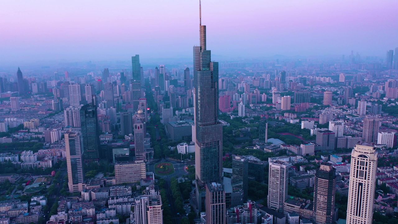 4K航拍南京城市高楼全景