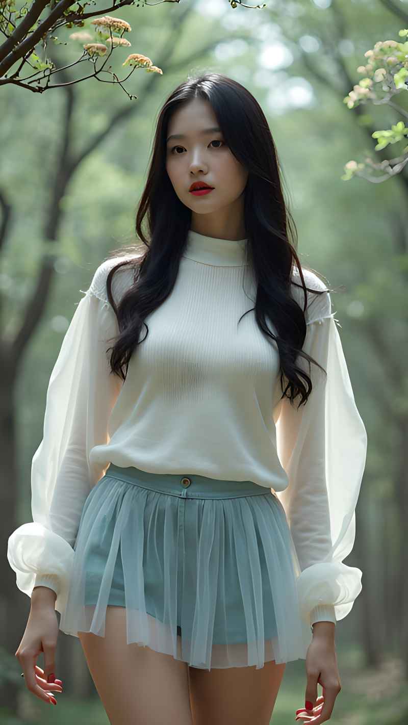 森林户外白色系列性感美女造型 34