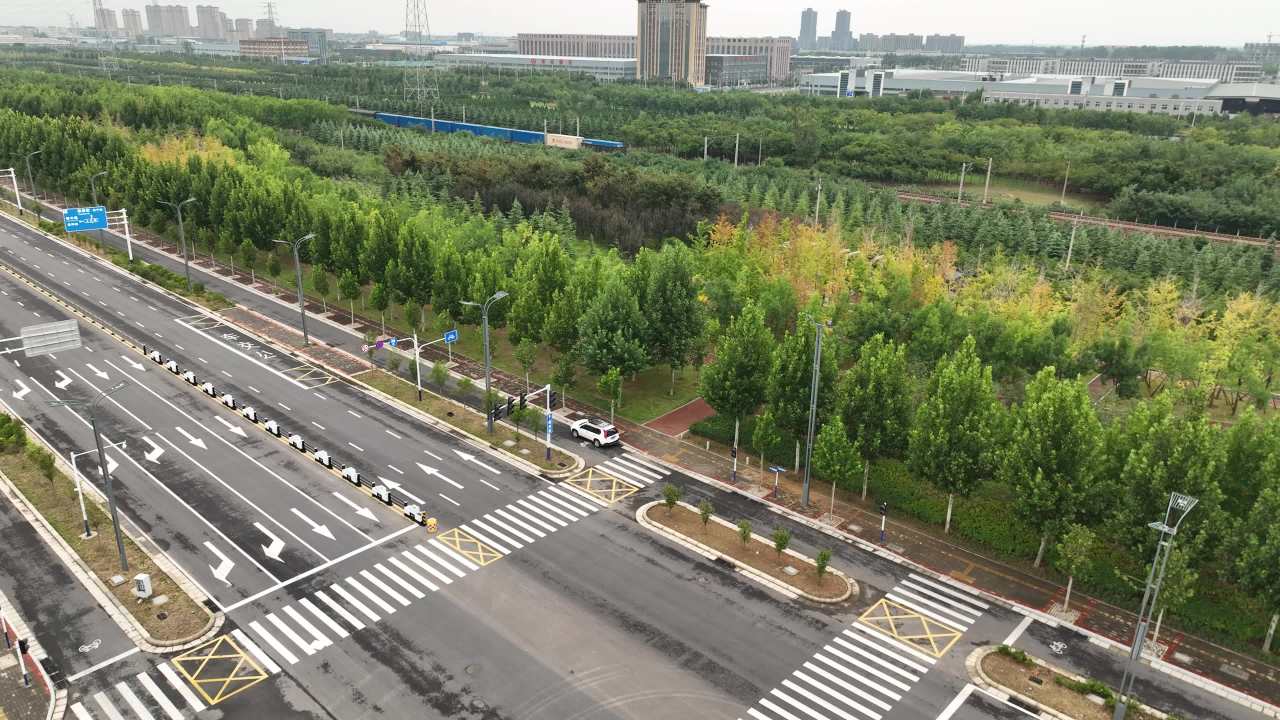 城市绿意与火车