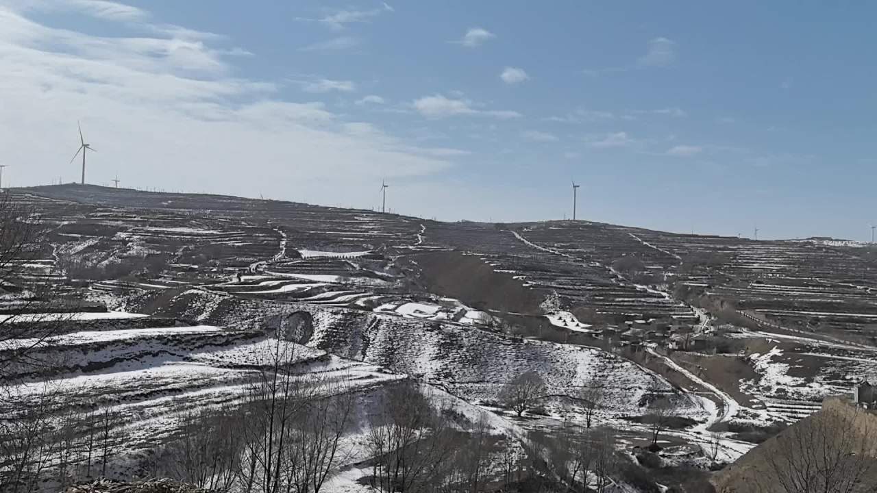 大西北冬季，黄土高坡，山川河流 1