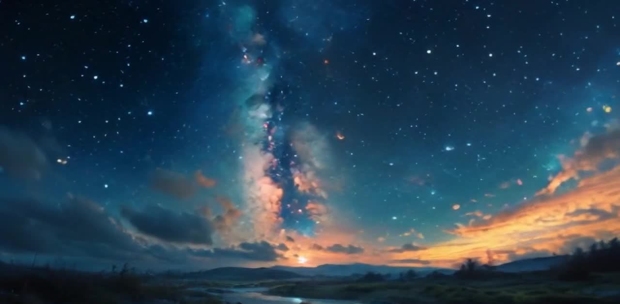 星空银河下的宁静山水