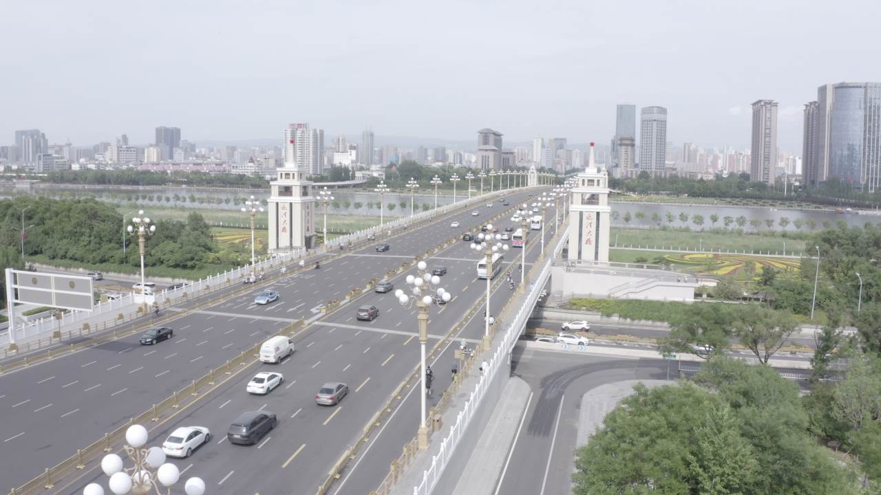 山西省太原市迎泽大桥航拍DLOG