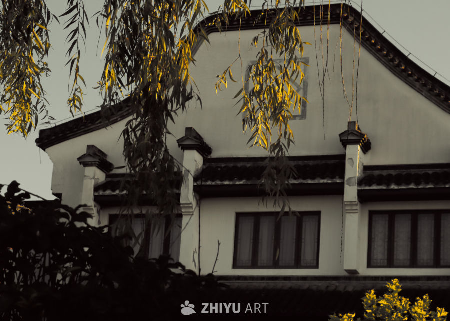 徽派建筑与柳条