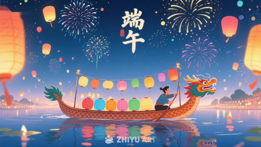 端午节龙舟竞渡夜景 56