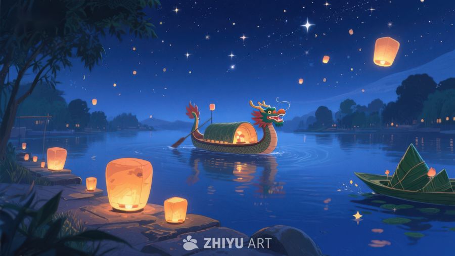 夜色龙舟，灯火映湖 422