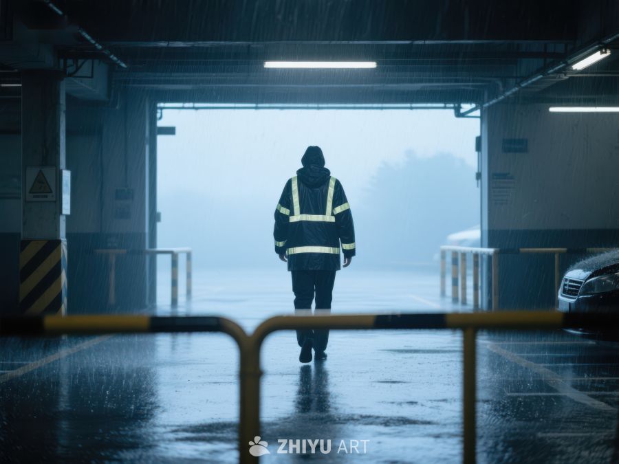 雨中车库，背影前行 433