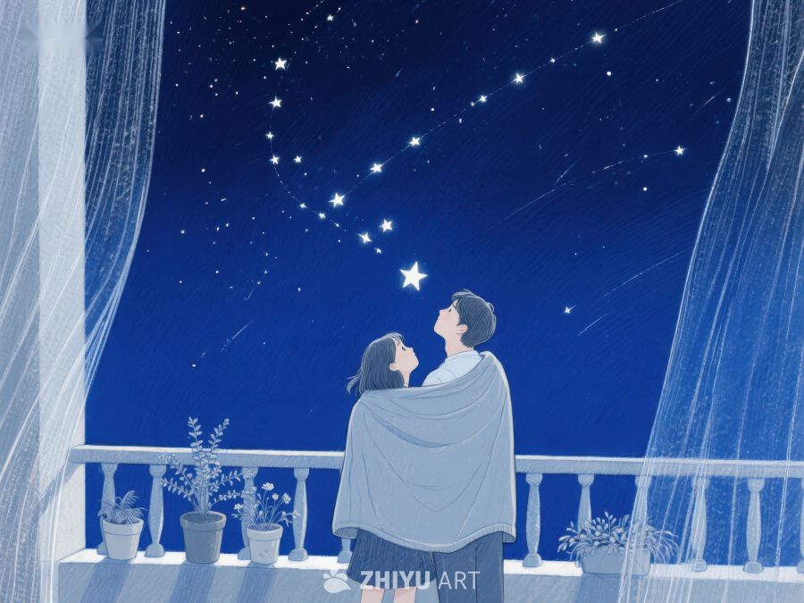 夜空下情侣相拥望星 1004