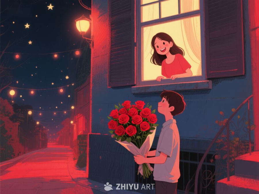 夜色中献花的浪漫瞬间 1020