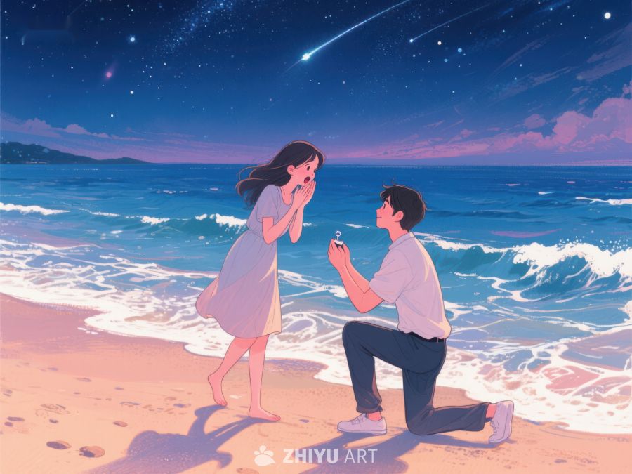 海边求婚，星空见证浪漫时刻 196