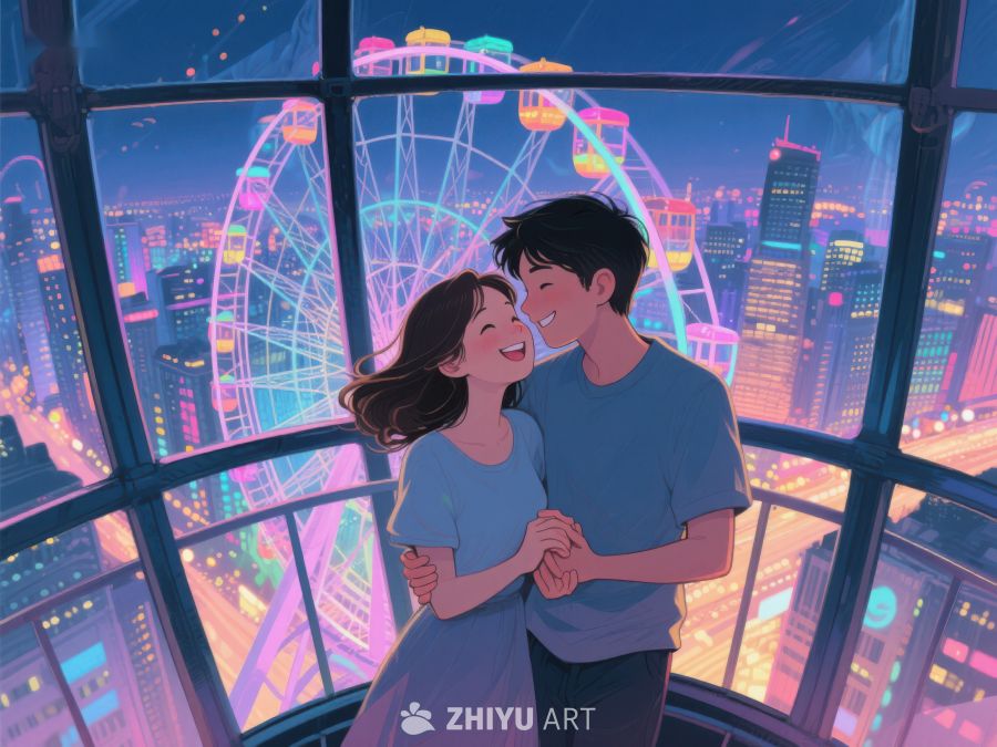 夜景下的甜蜜拥抱 1014