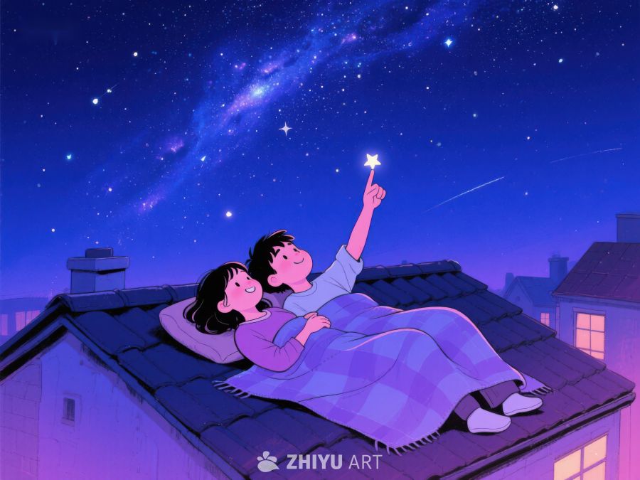 屋顶夜空下的温馨时刻 925