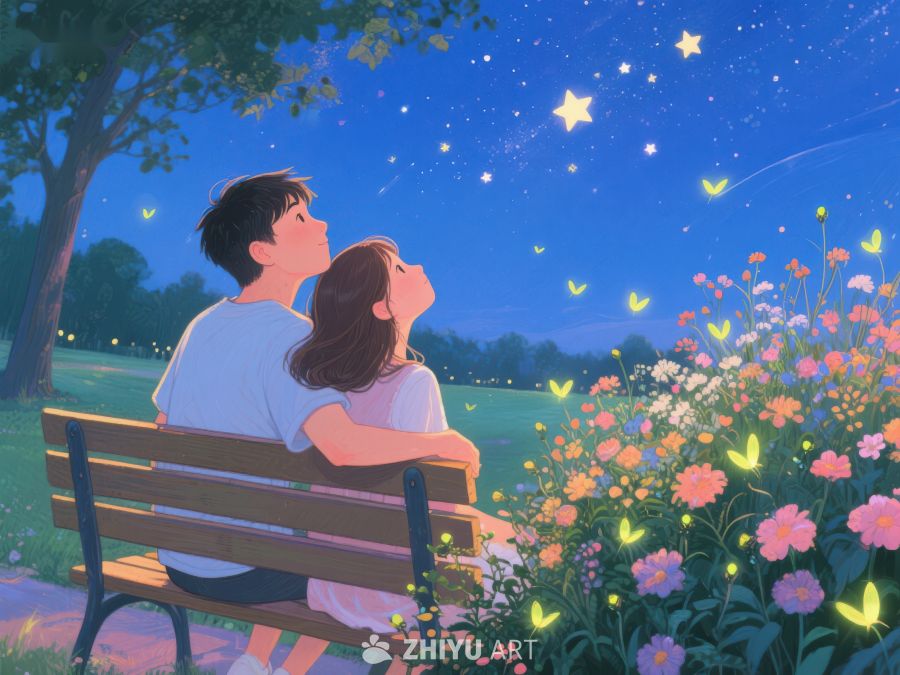 夜空下情侣共赏繁星 1065