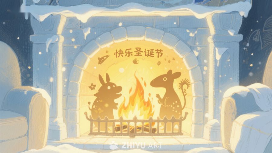 温馨圣诞夜，动物围炉取暖 288