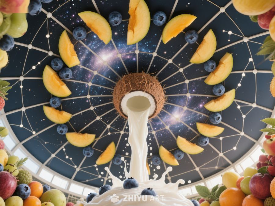 椰奶喷泉与星空水果盘 788