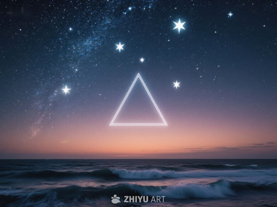 星空下的海洋与发光三角形 187