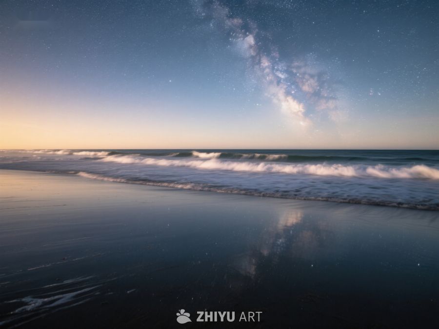 夜空下的海滩与银河 337