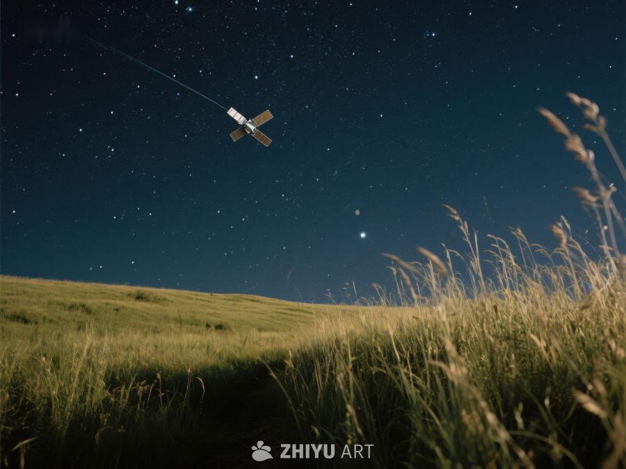 夜空下的卫星与草地 383
