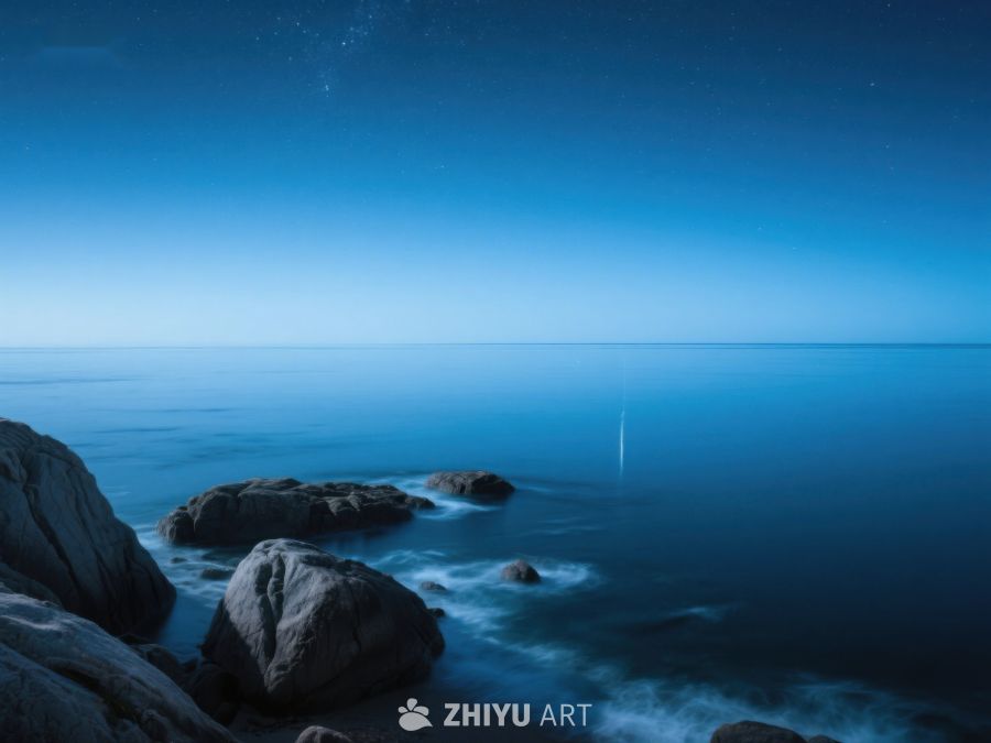夜幕下的宁静海景 499