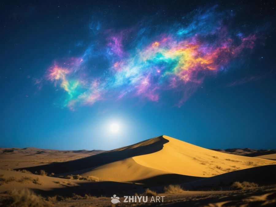 沙漠夜景与多彩星云 99
