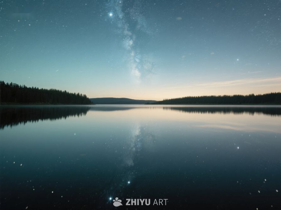 星河映湖面，静谧夜景图 157